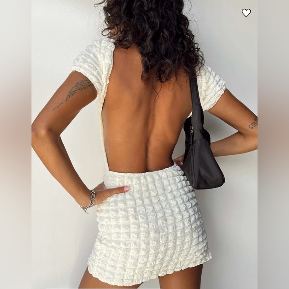 Princess Polly Tahlee Backless Mini Dress Cream - Picture 2 of 5